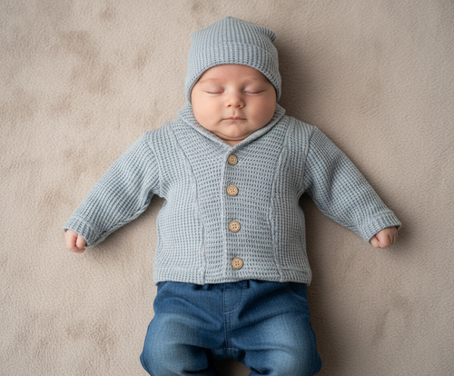 חליפת בנים 3 חל' קרדיגן סריג תכלת | ציפי דבש