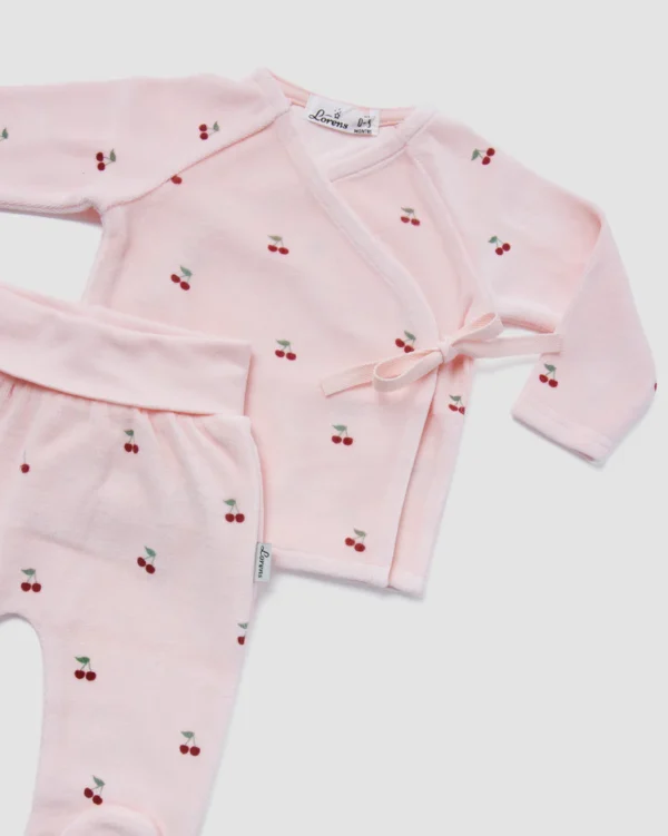 1-8-00022-0821 סט חליפת קטיפה דובדבנים -ורוד | לורנס