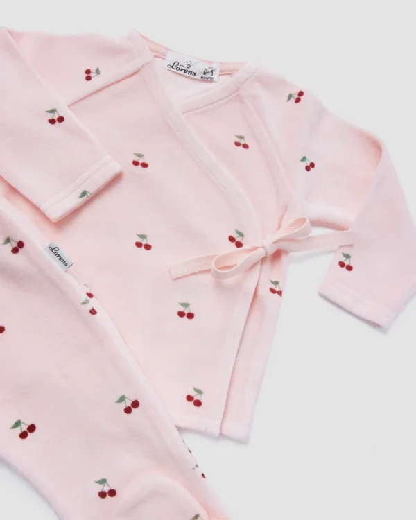 1-8-00022-0825 סט חליפת קטיפה דובדבנים -ורוד | לורנס