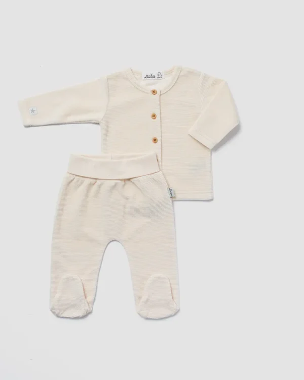 1-8-00049-3887 סט חליפת קטיפה כפתורים -קרם| לורנס