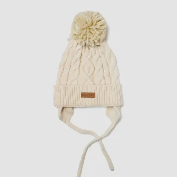 כובע סריג פונפון - שמנת | לורנס