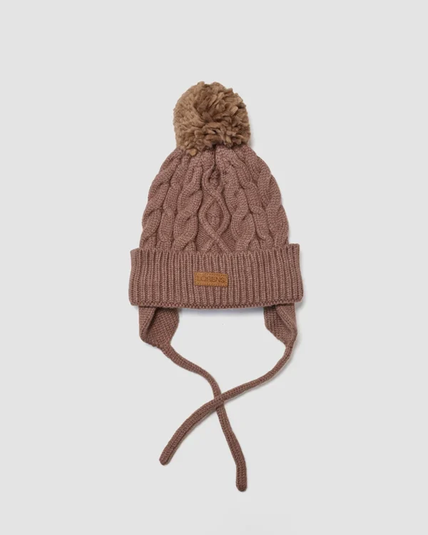 3-3-00015-3 כובע סריג פונפון - מוקה | לורנס