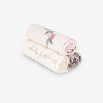 שלישיית חיתולי טטרה רקומים - ורוד בהיר | מיננה