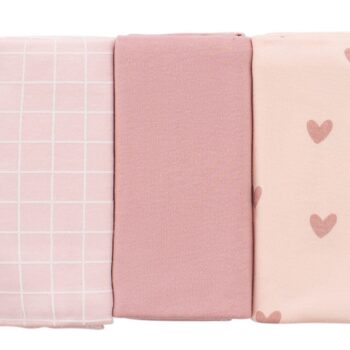 שליישית חיתולי טריקו דגם לבבות –ורוד | צחית